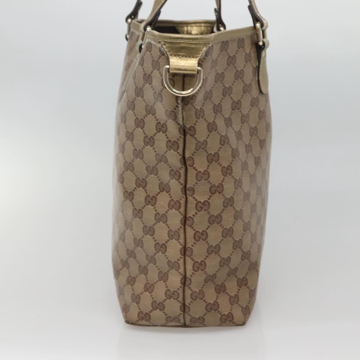GUCCI GG Crystal Tote Bag Coated Canvas Beige Gold 189896 Auth bs25939