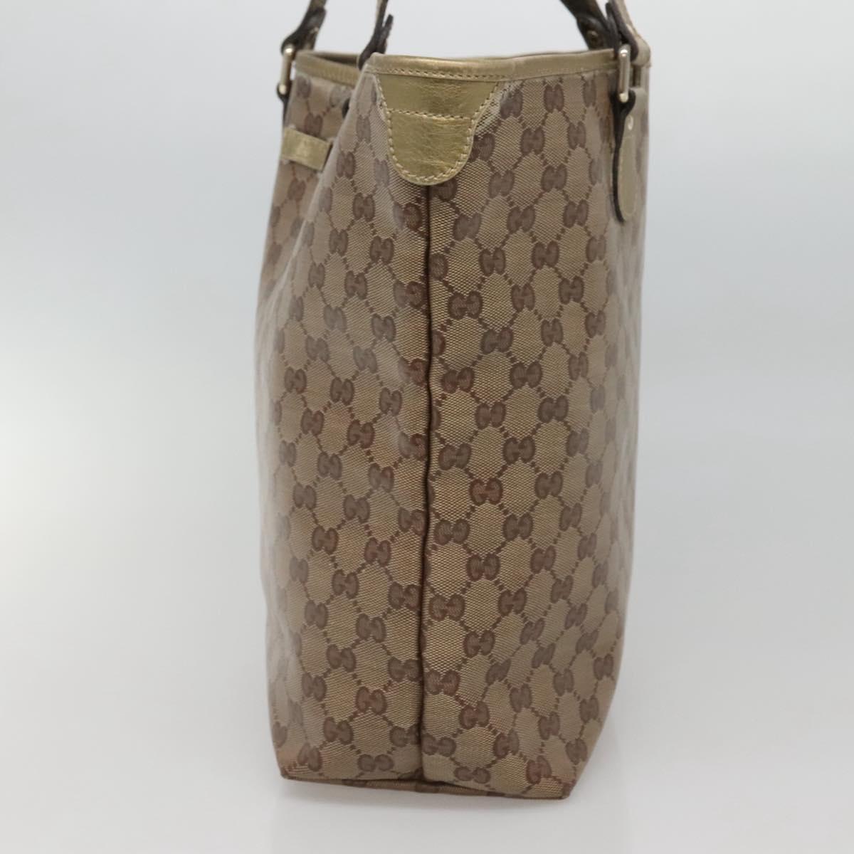 GUCCI GG Crystal Tote Bag Coated Canvas Beige Gold 189896 Auth bs25939
