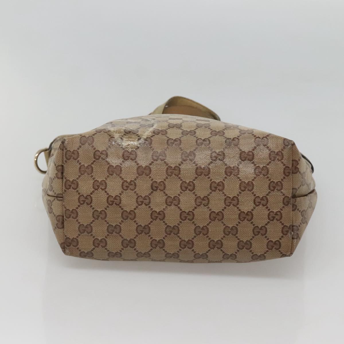 GUCCI GG Crystal Tote Bag Coated Canvas Beige Gold 189896 Auth bs25939