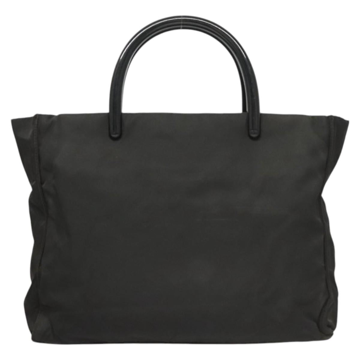 PRADA Hand Bag Nylon Plastic Black Silver Auth bs25954