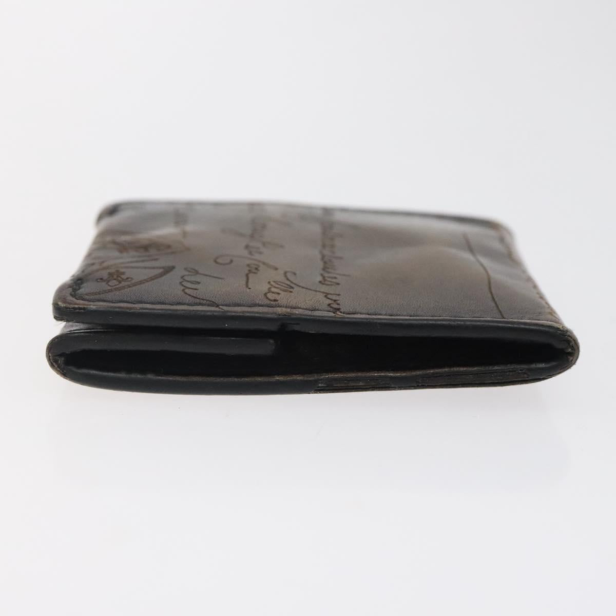 Berluti Calligraphy Coin Purse Leather Brown Auth bs25955