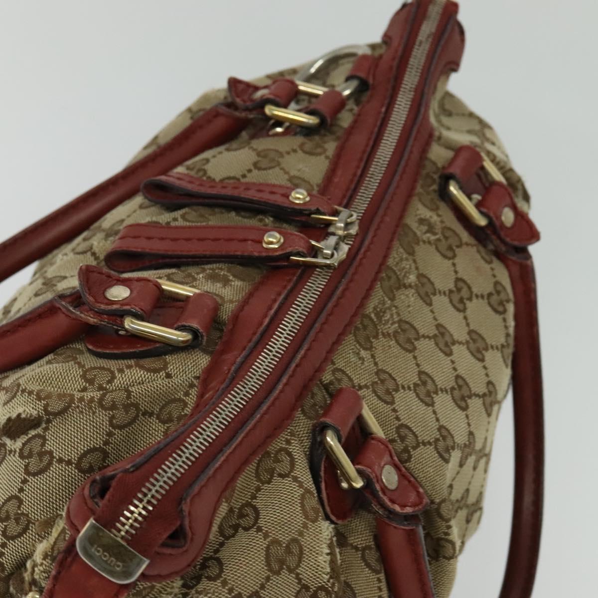 GUCCI GG Canvas Shoulder Bag 2way Beige Gold 247902 Auth bs25957