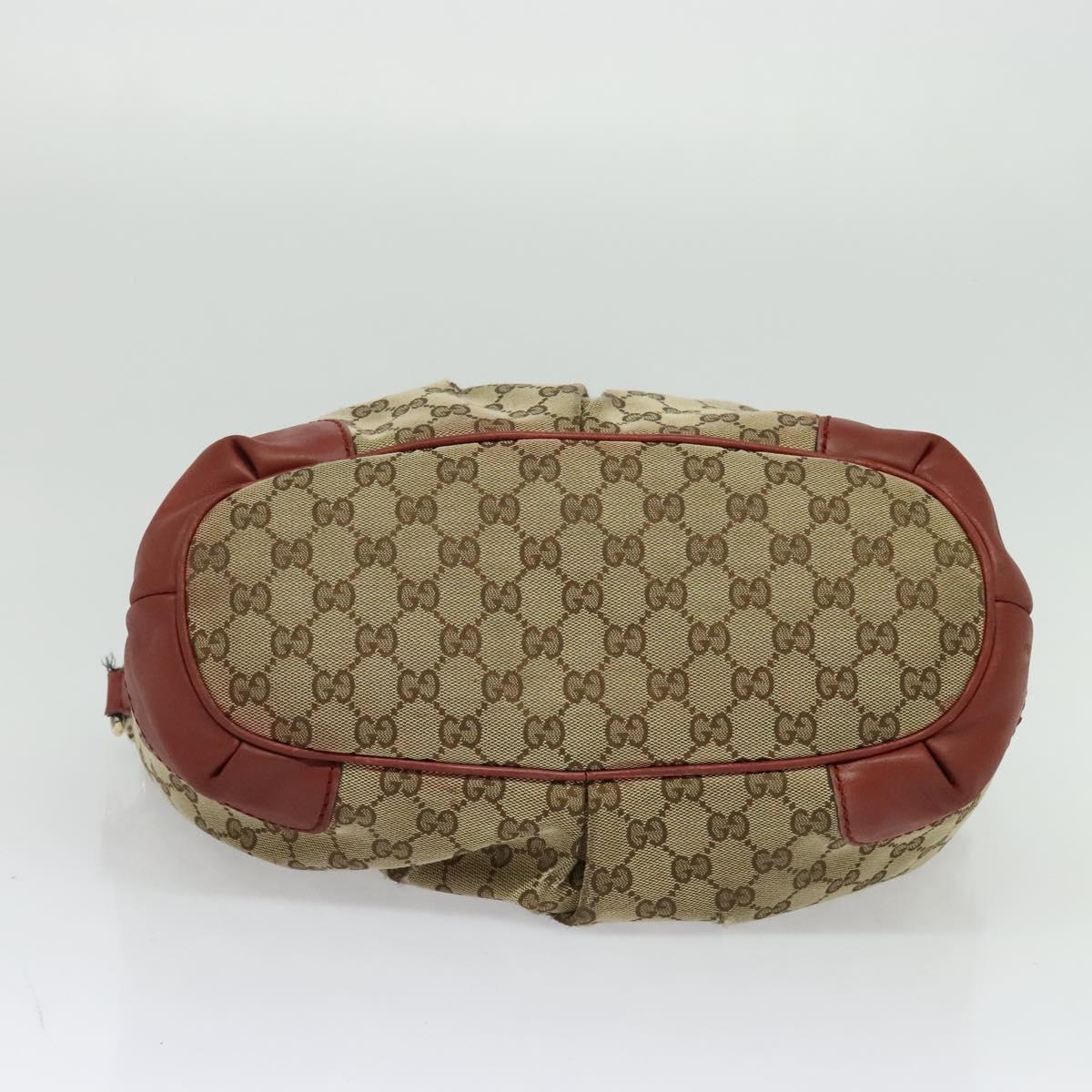 GUCCI GG Canvas Shoulder Bag 2way Beige Gold 247902 Auth bs25957