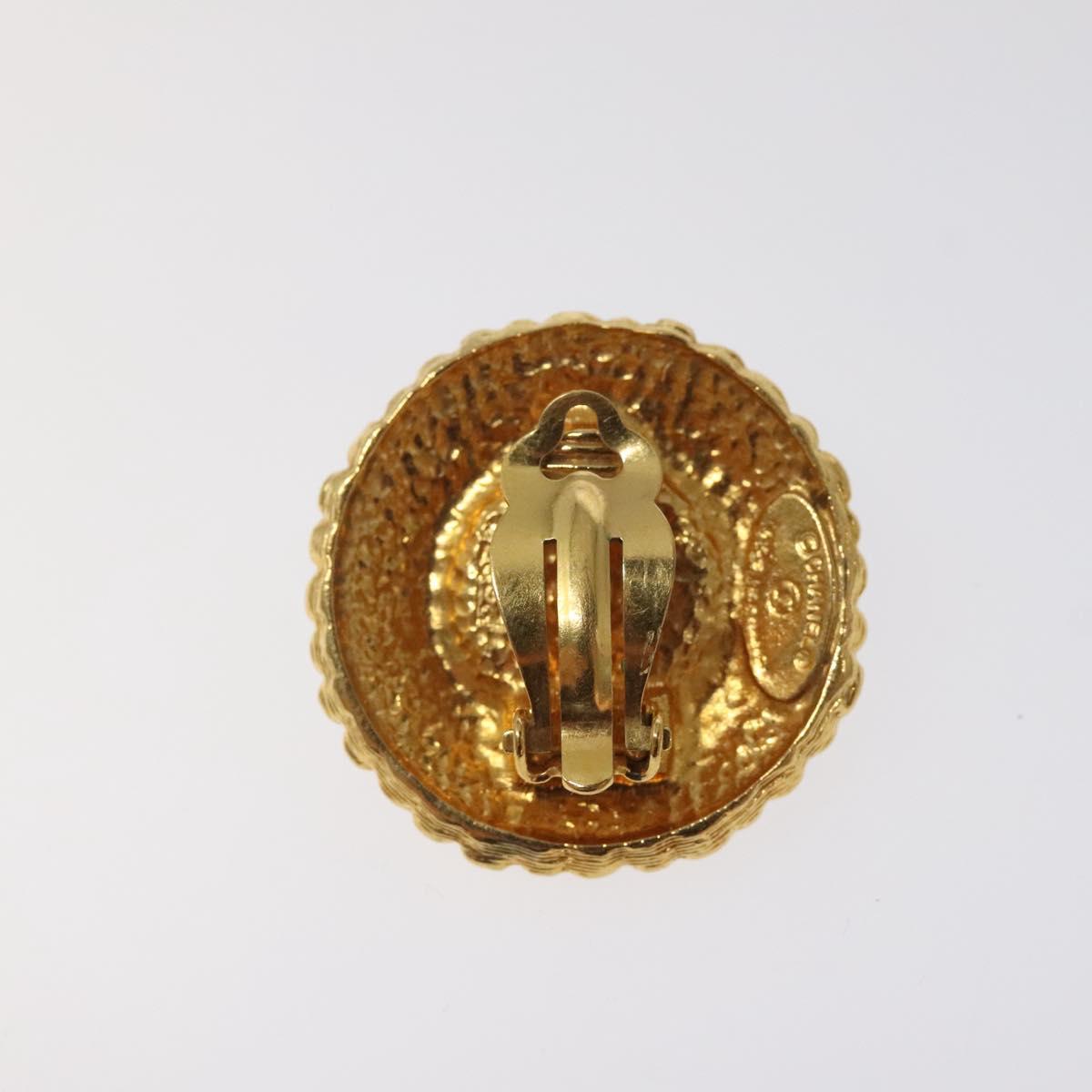 CHANEL Earring metal Gold CC Auth bs25961
