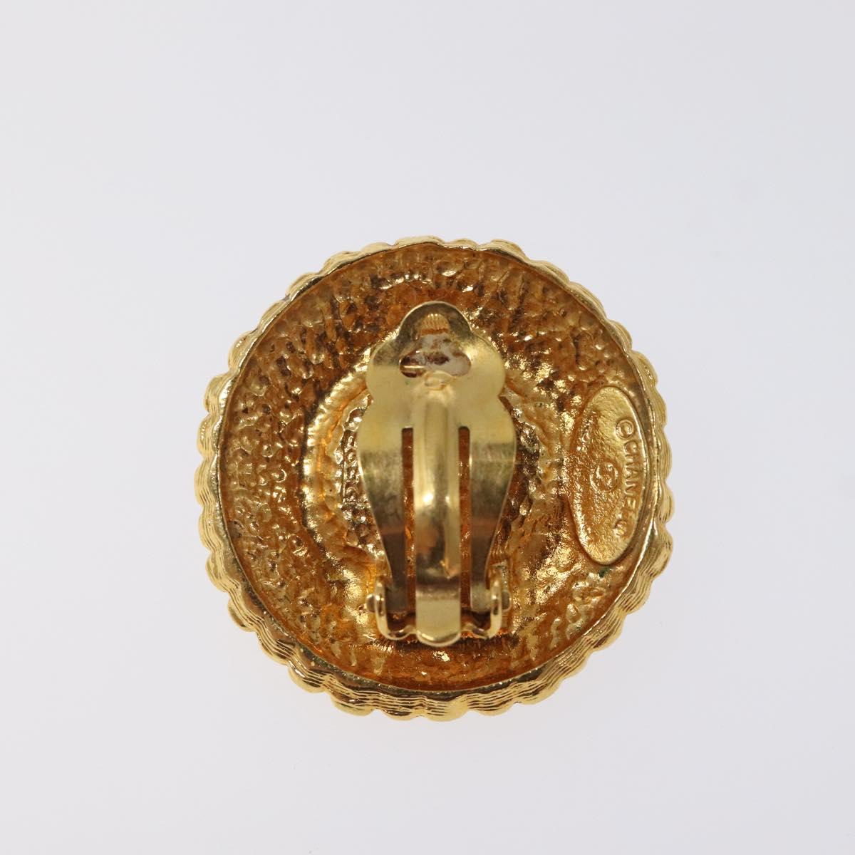 CHANEL Earring metal Gold CC Auth bs25961