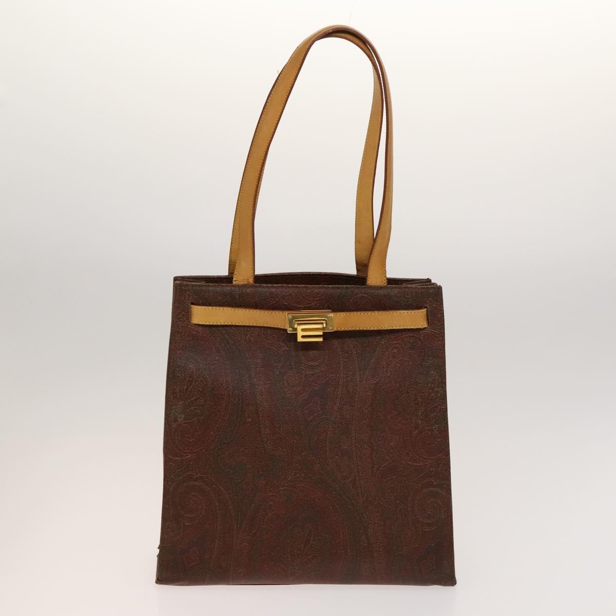 ETRO Hand Bag PVC Nylon 4Set Brown Black Auth bs25971