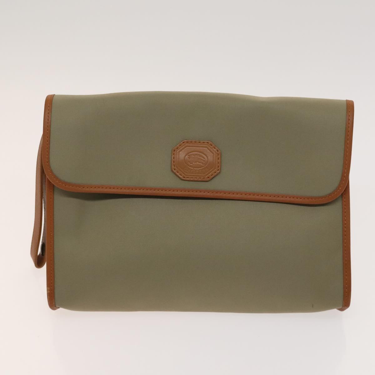 BURBERRY Nova Check Hand Bag Nylon Canvas 3Set Beige Green Auth bs25973