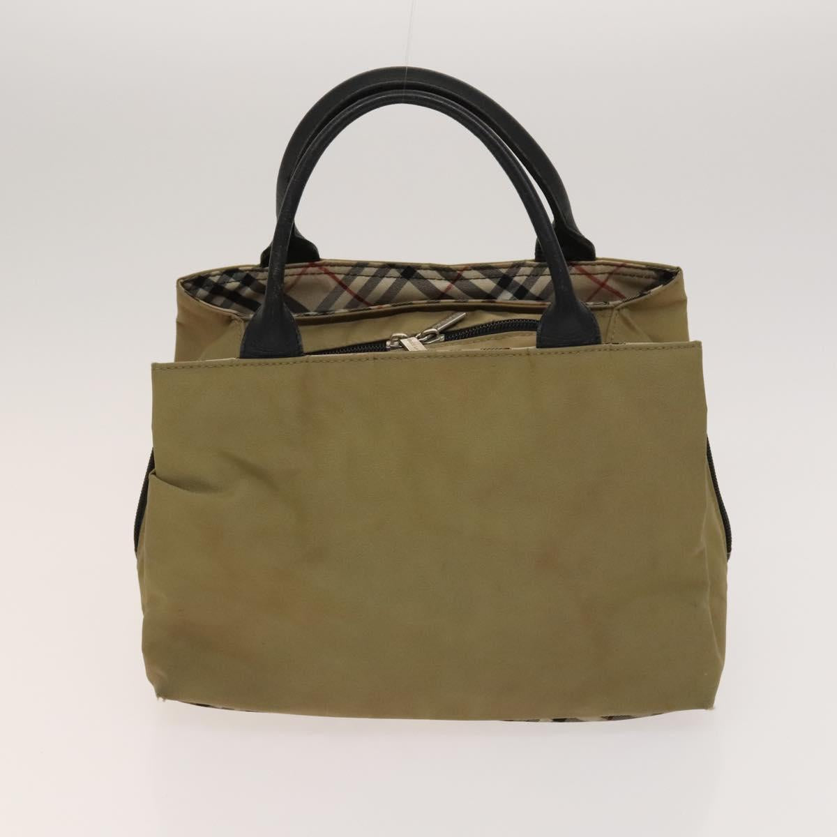 BURBERRY Nova Check Hand Bag Nylon Canvas 3Set Beige Green Auth bs25973