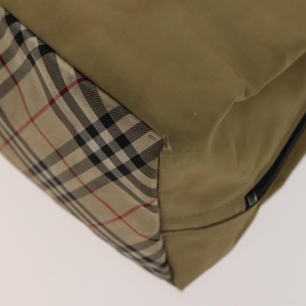 BURBERRY Nova Check Hand Bag Nylon Canvas 3Set Beige Green Auth bs25973