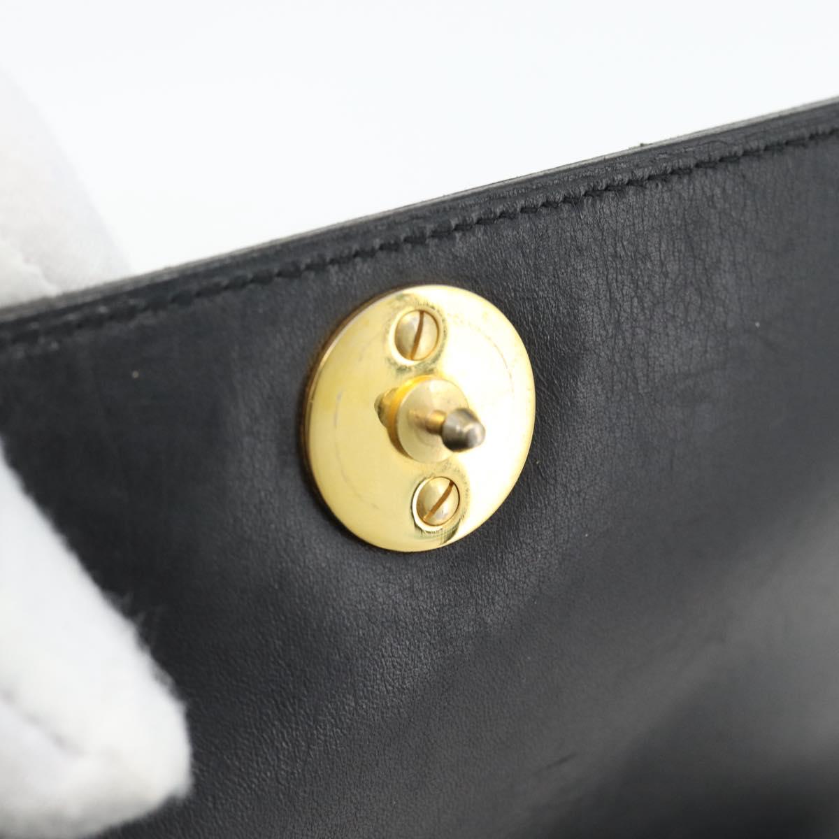 CHANEL COCO Mark Hand Bag Leather Black Gold CC Auth bs25980