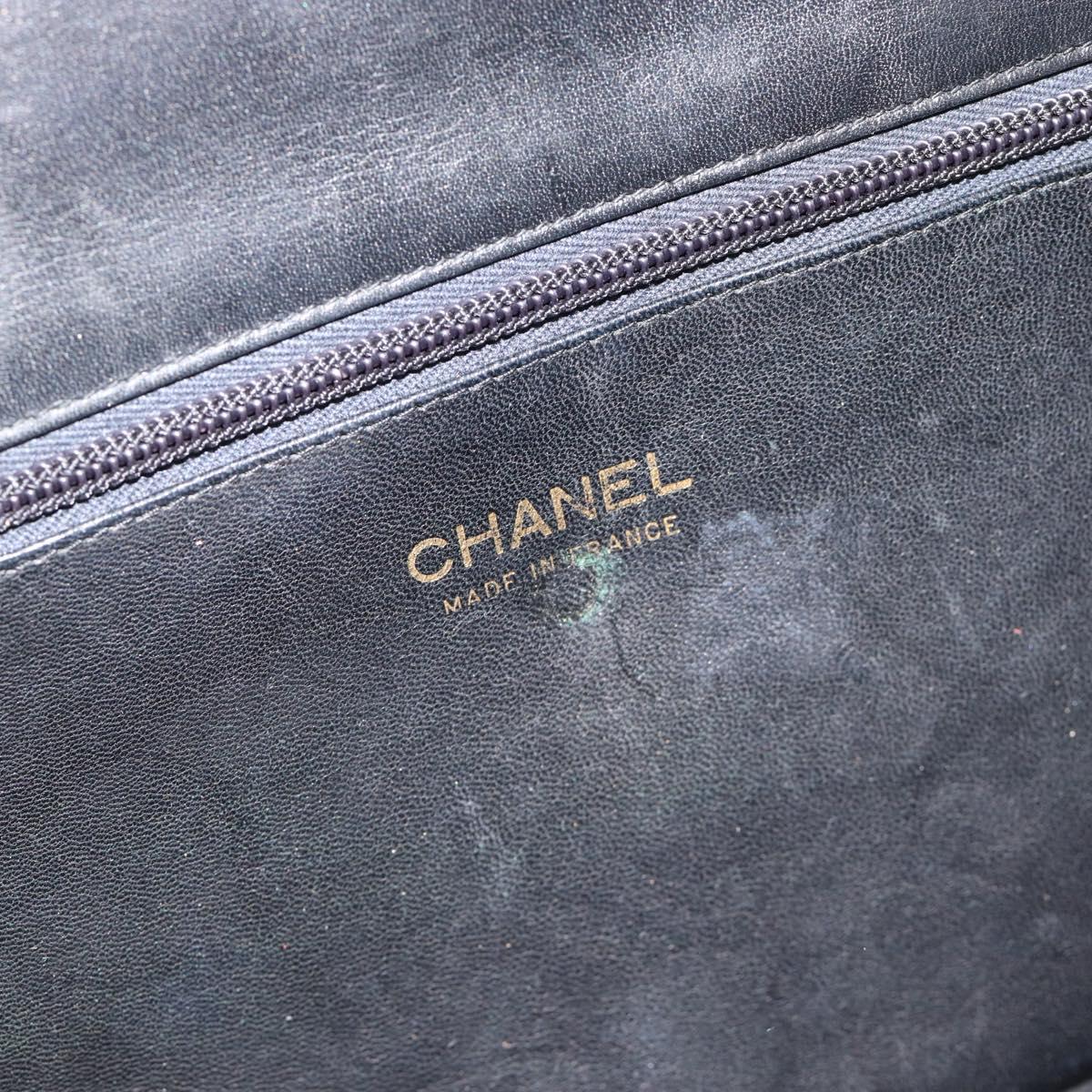 CHANEL COCO Mark Hand Bag Leather Black Gold CC Auth bs25980