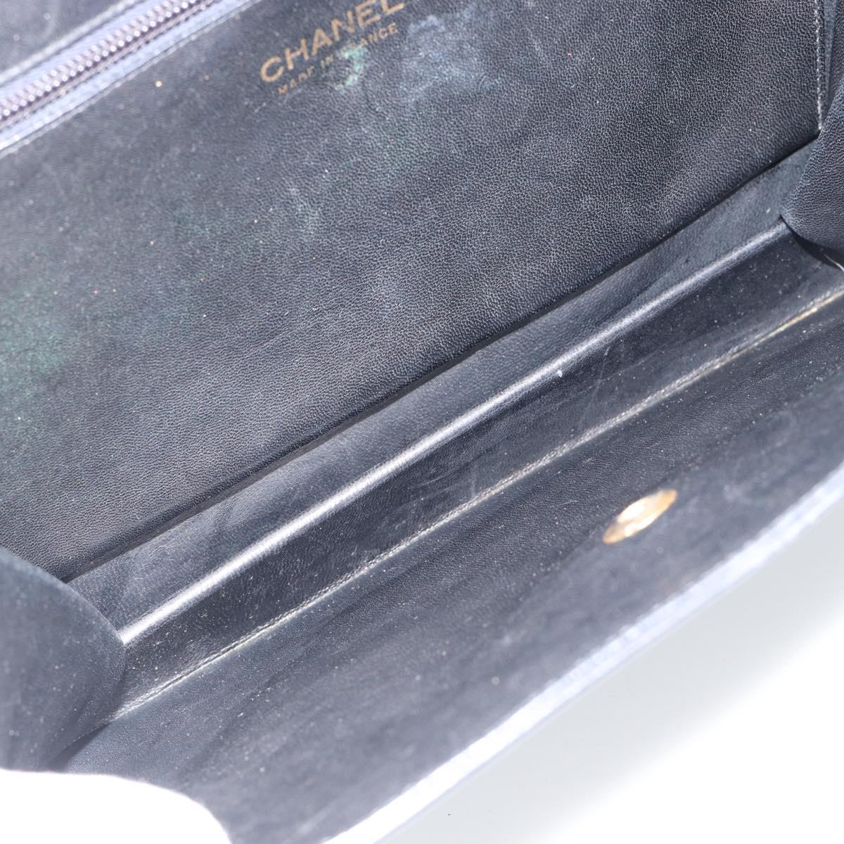 CHANEL COCO Mark Hand Bag Leather Black Gold CC Auth bs25980