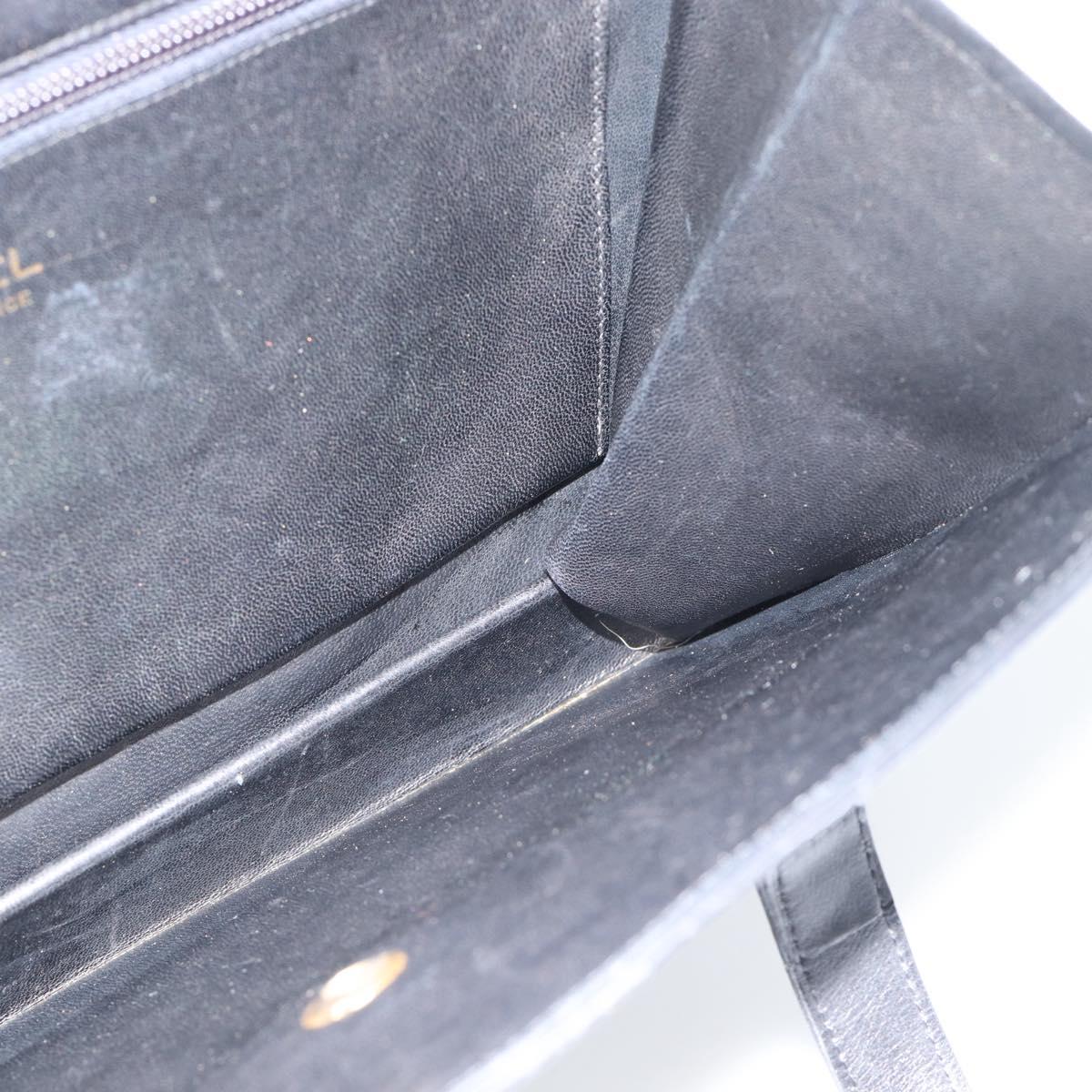CHANEL COCO Mark Hand Bag Leather Black Gold CC Auth bs25980