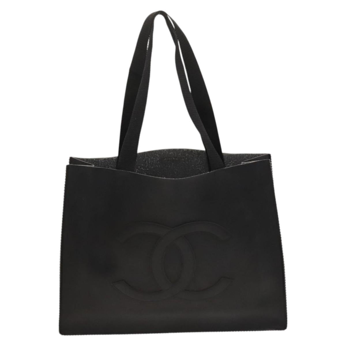 CHANEL COCO Mark Tote Bag rubber Black CC Auth bs25982