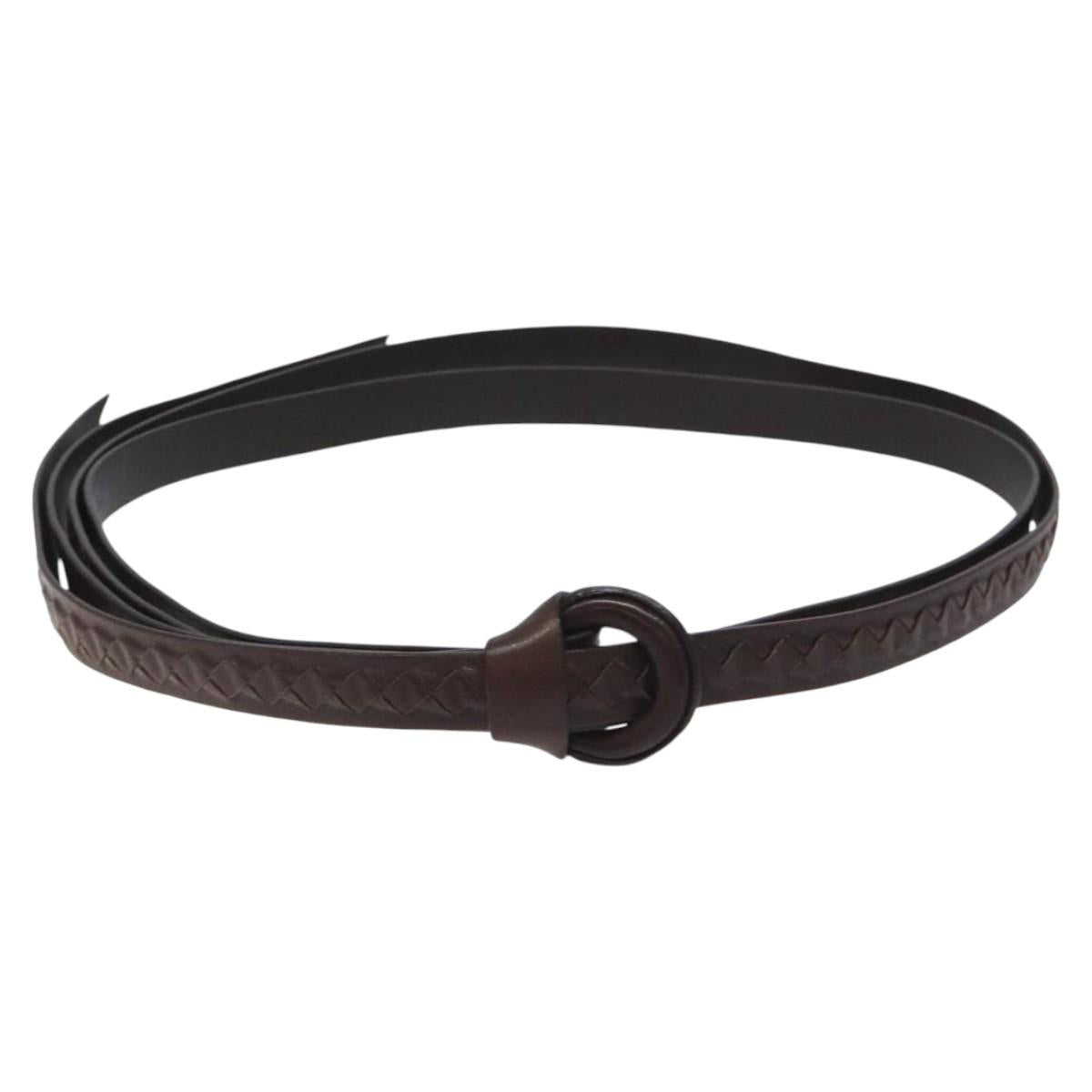BOTTEGA VENETA INTRECCIATO Belt Leather 52"" Brown Auth bs25988
