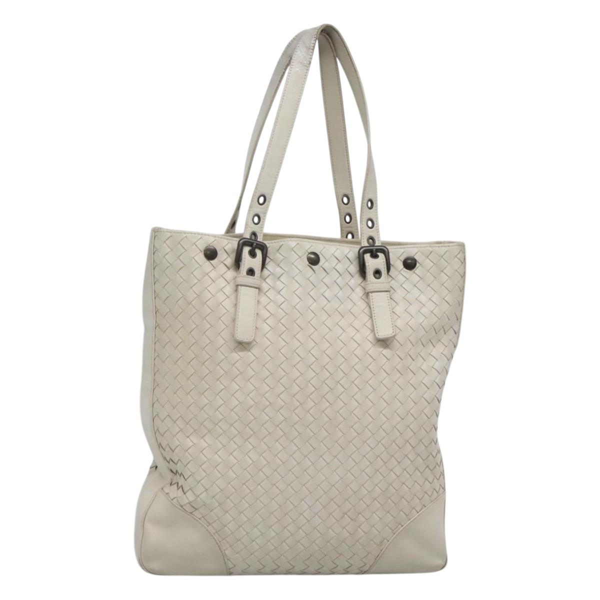 BOTTEGA VENETA INTRECCIATO Tote Bag Leather White Auth bs25990