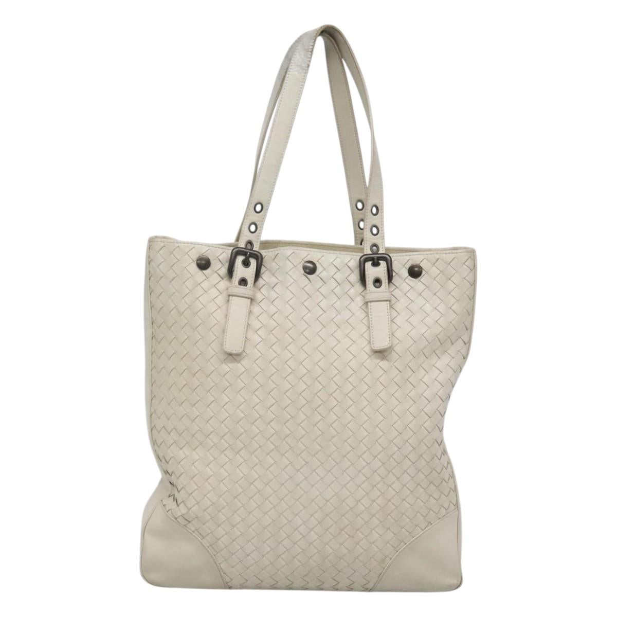 BOTTEGA VENETA INTRECCIATO Tote Bag Leather White Auth bs25990