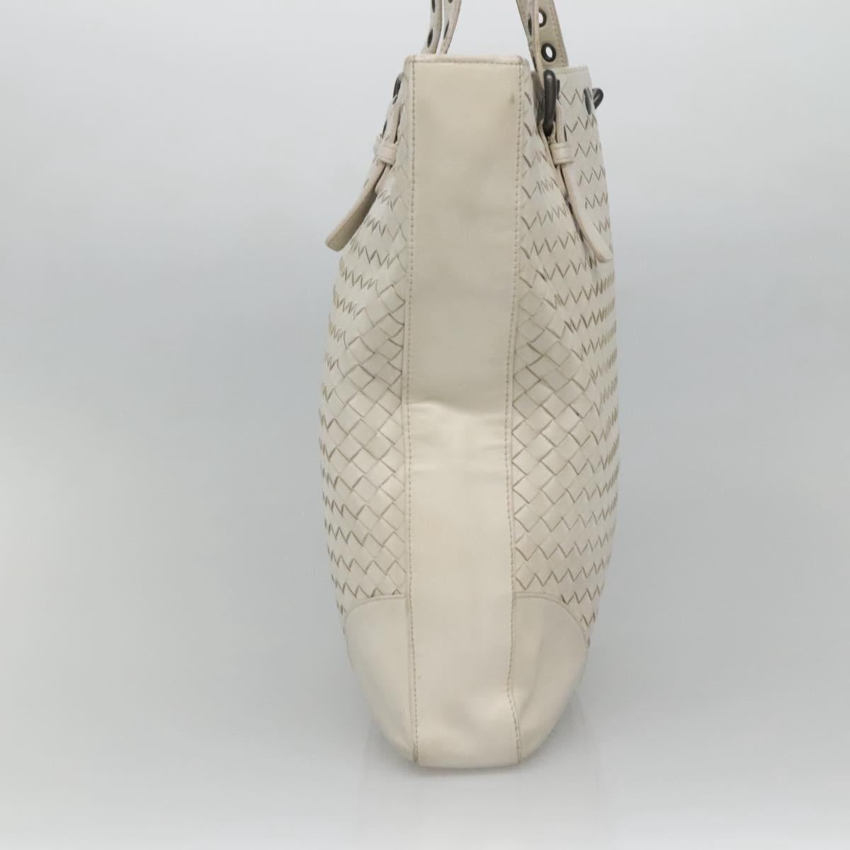 BOTTEGA VENETA INTRECCIATO Tote Bag Leather White Auth bs25990