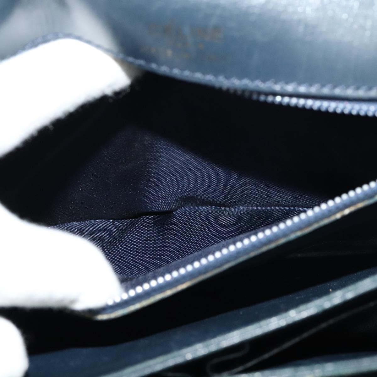 CELINE Shoulder Bag Leather Navy Gold Auth bs25995