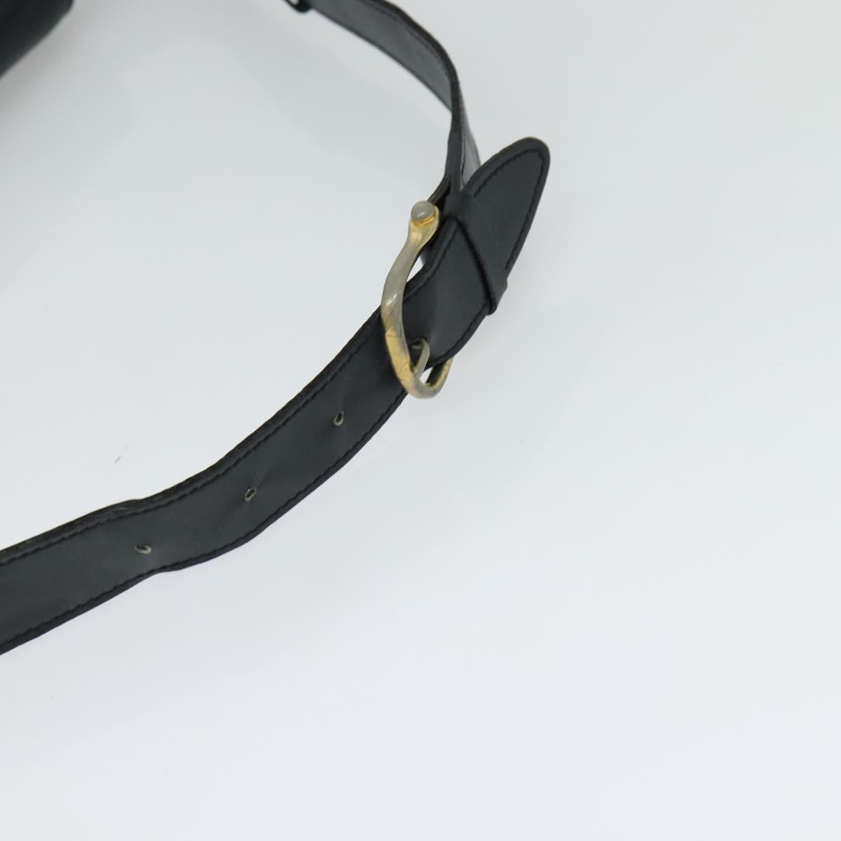 CELINE Shoulder Bag Leather Navy Gold Auth bs25995