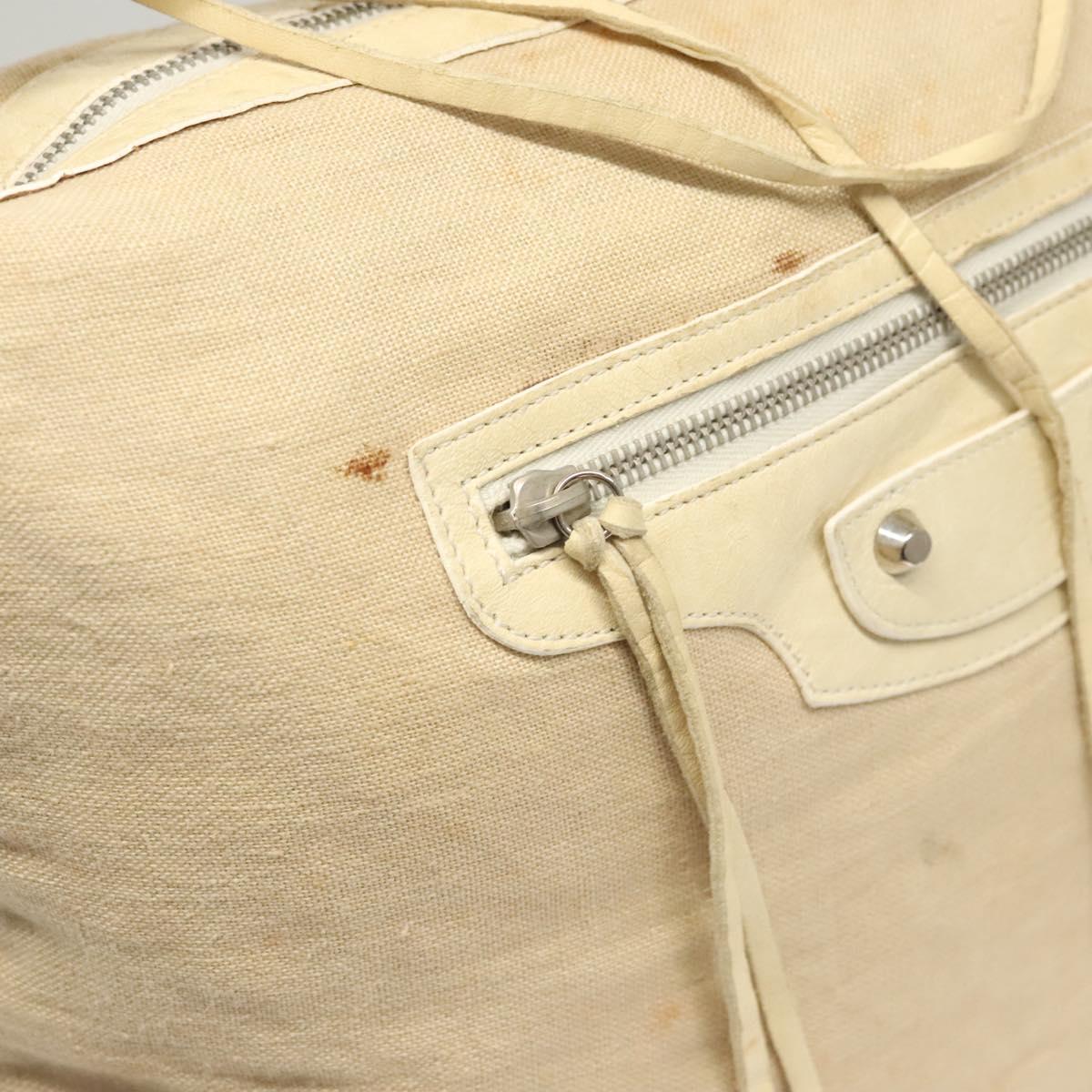 BALENCIAGA The Day Shoulder Bag Canvas Beige Silver 141175 Auth bs26003