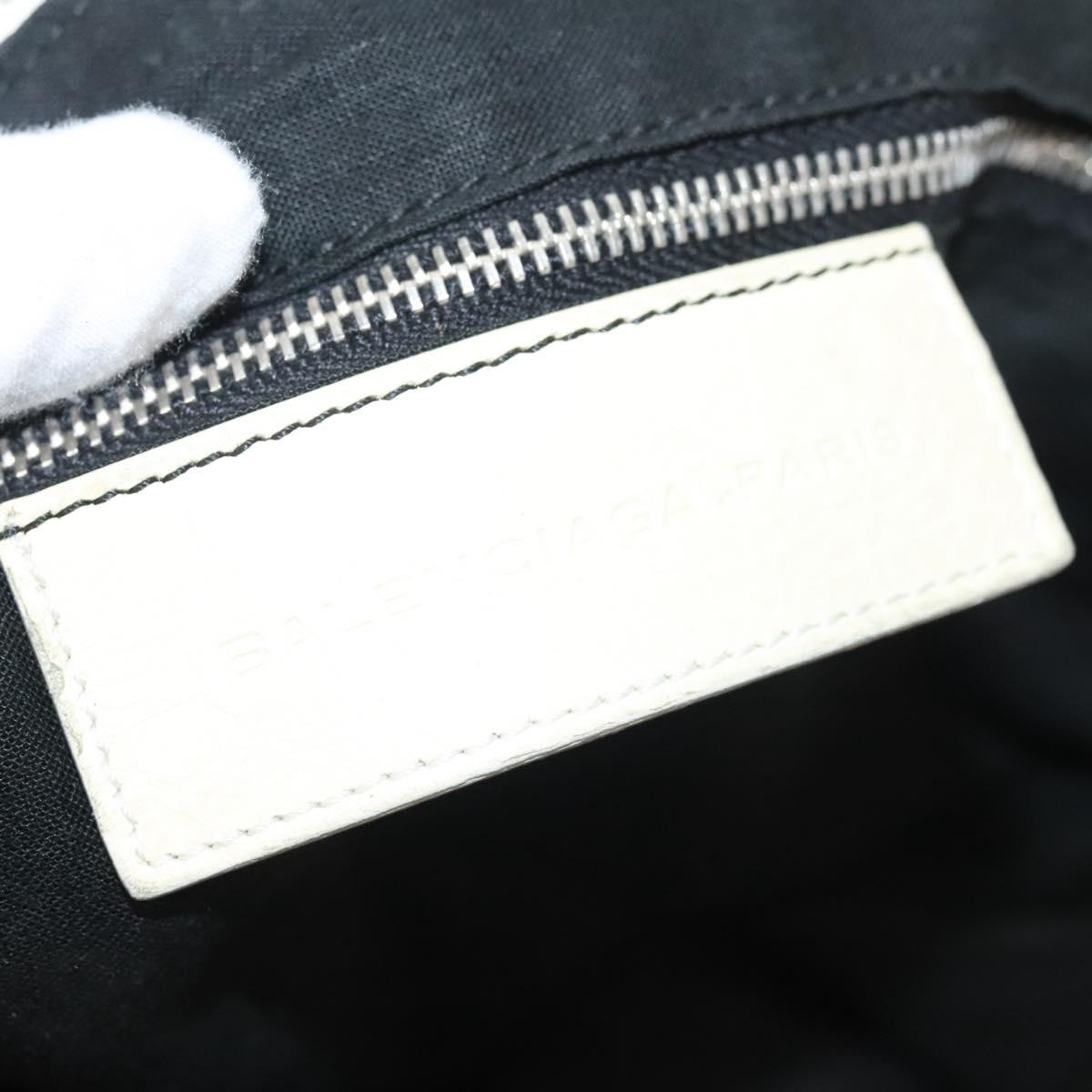 BALENCIAGA The Day Shoulder Bag Canvas Beige Silver 141175 Auth bs26003