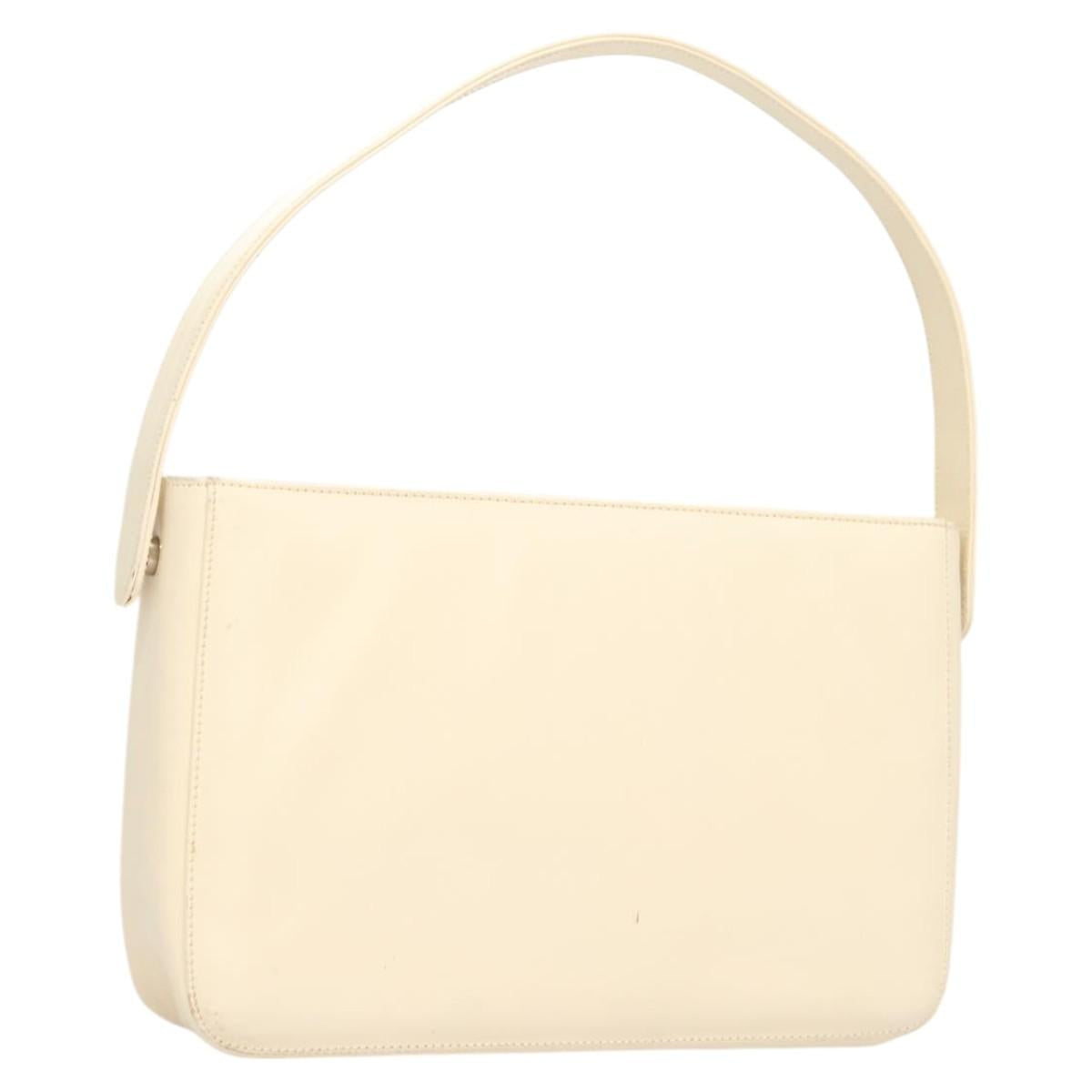 PRADA Shoulder Bag Enamel White Silver Auth bs26021