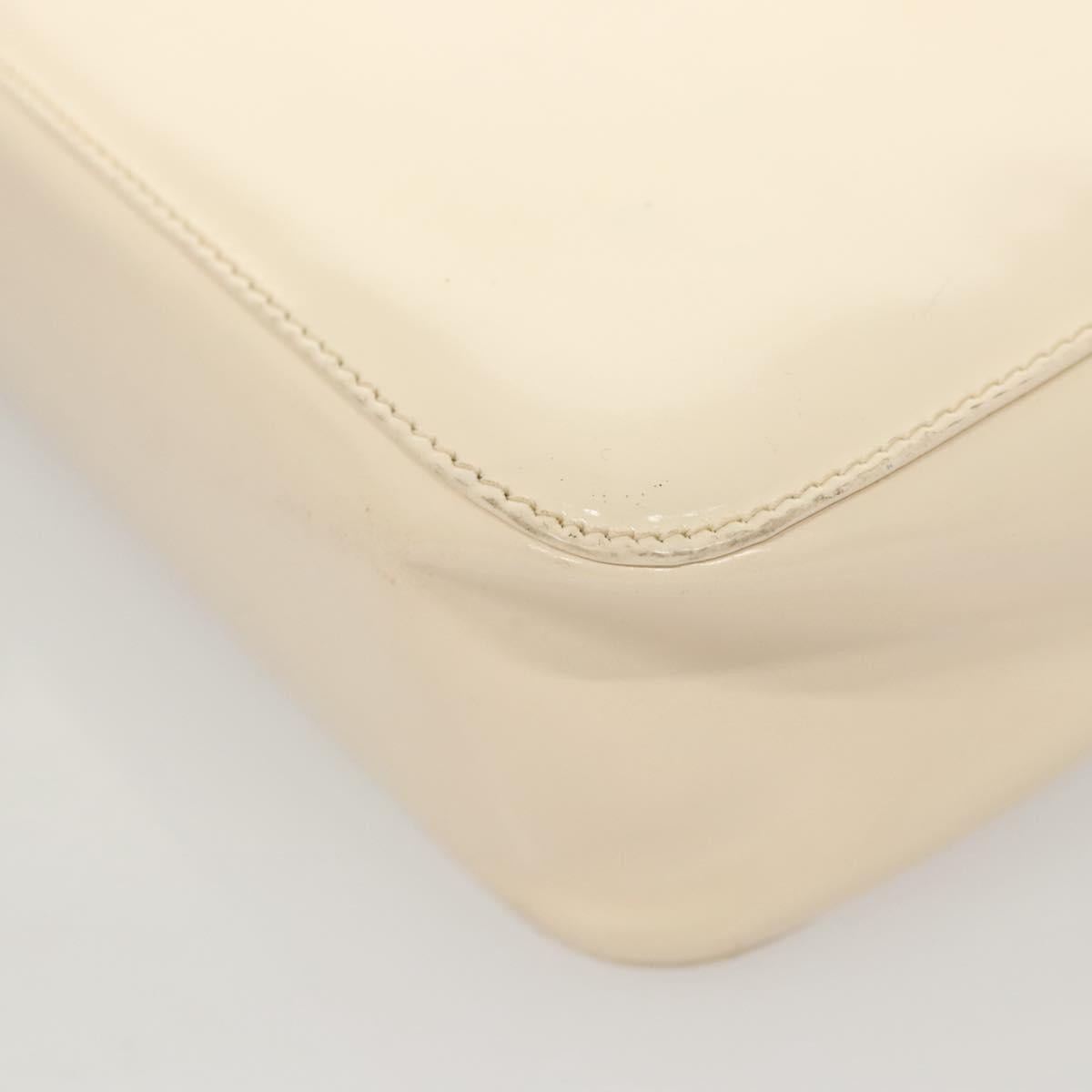 PRADA Shoulder Bag Enamel White Silver Auth bs26021