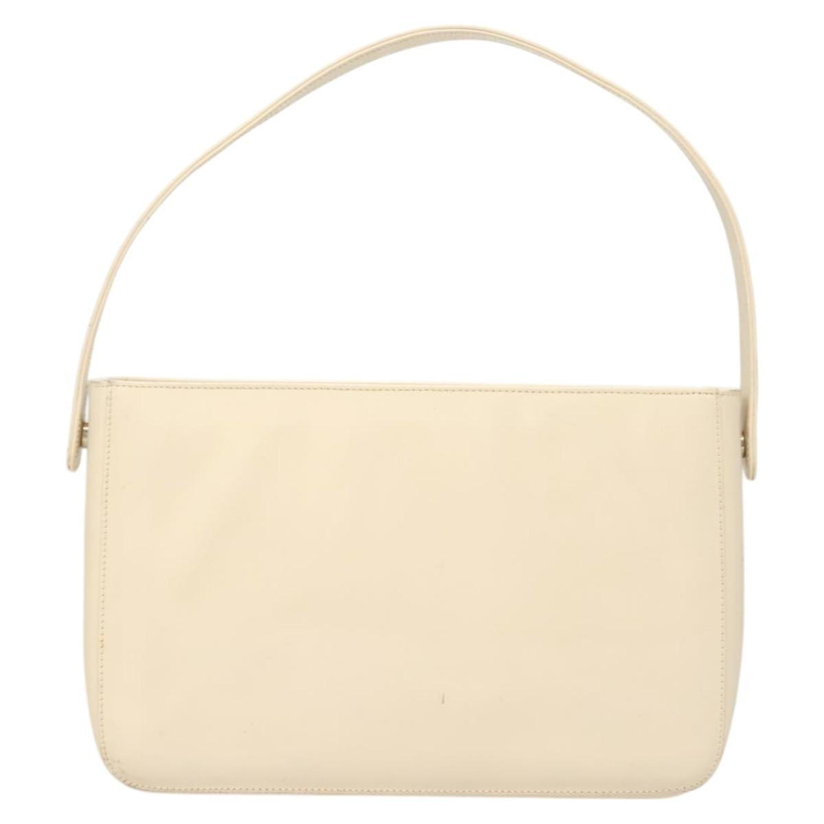 PRADA Shoulder Bag Enamel White Silver Auth bs26021