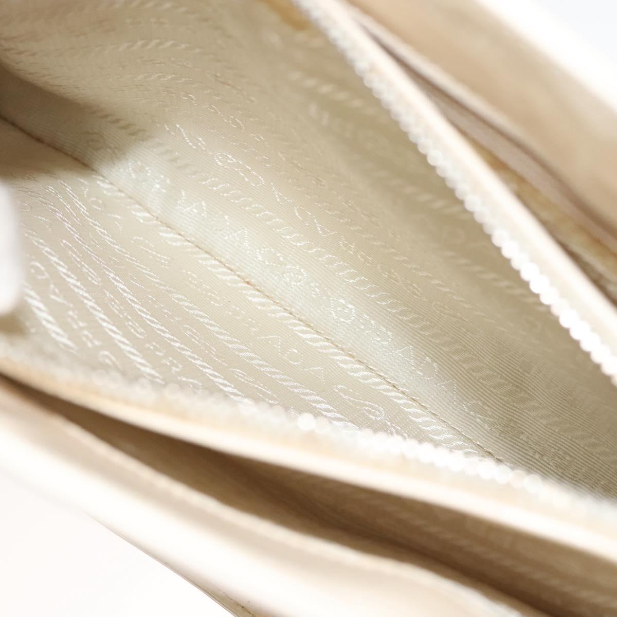 PRADA Shoulder Bag Enamel White Silver Auth bs26021