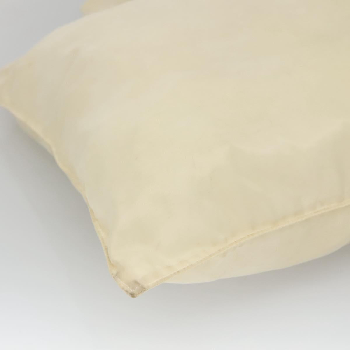 PRADA Tote Bag Nylon Cream Silver Auth bs26062