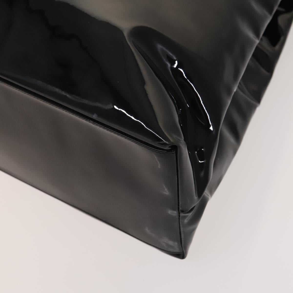 Salvatore Ferragamo Gancini Tote Bag Enamel Black Auth bs26078