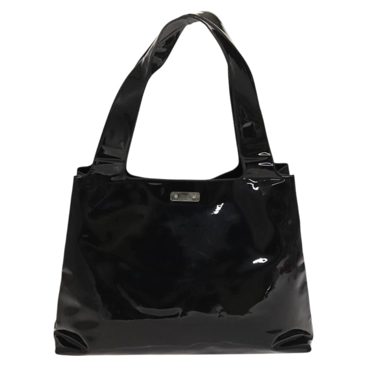 Salvatore Ferragamo Gancini Tote Bag Enamel Black Auth bs26078