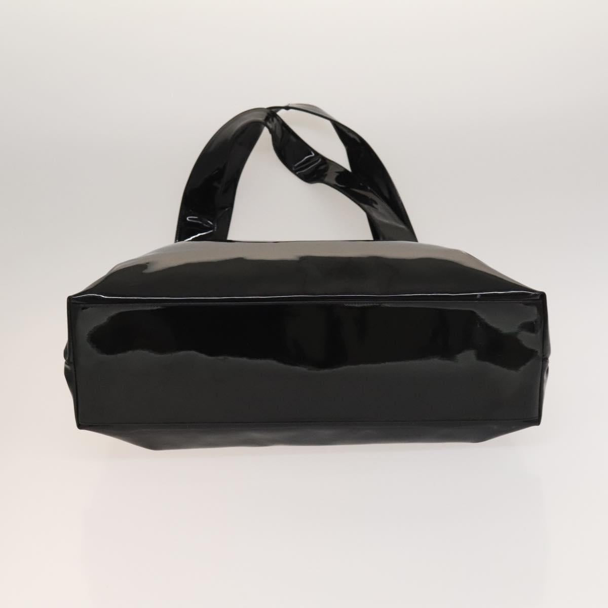 Salvatore Ferragamo Gancini Tote Bag Enamel Black Auth bs26078