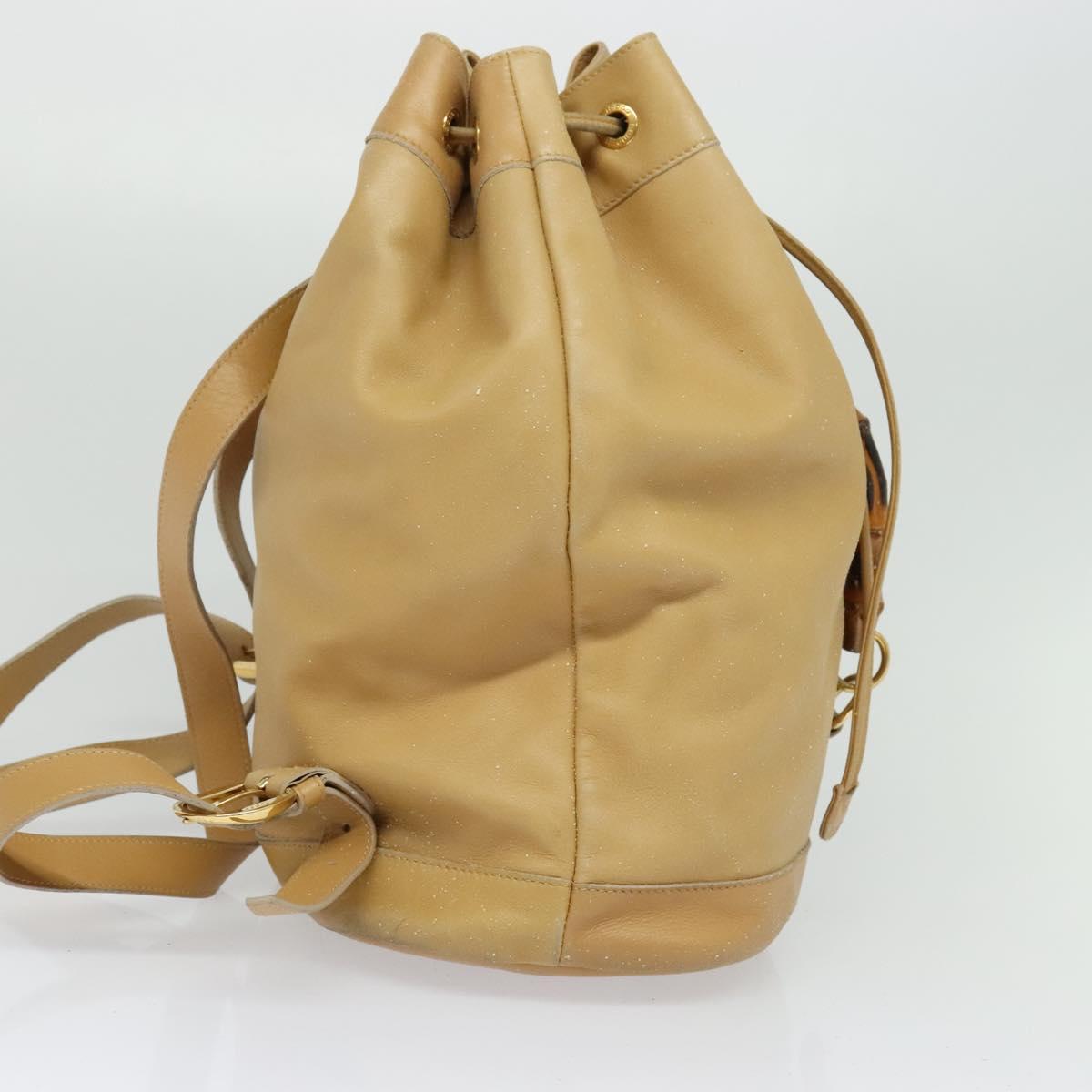 GUCCI Bamboo Backpack Leather Beige Gold 003 2855 0043 0 Auth bs26085