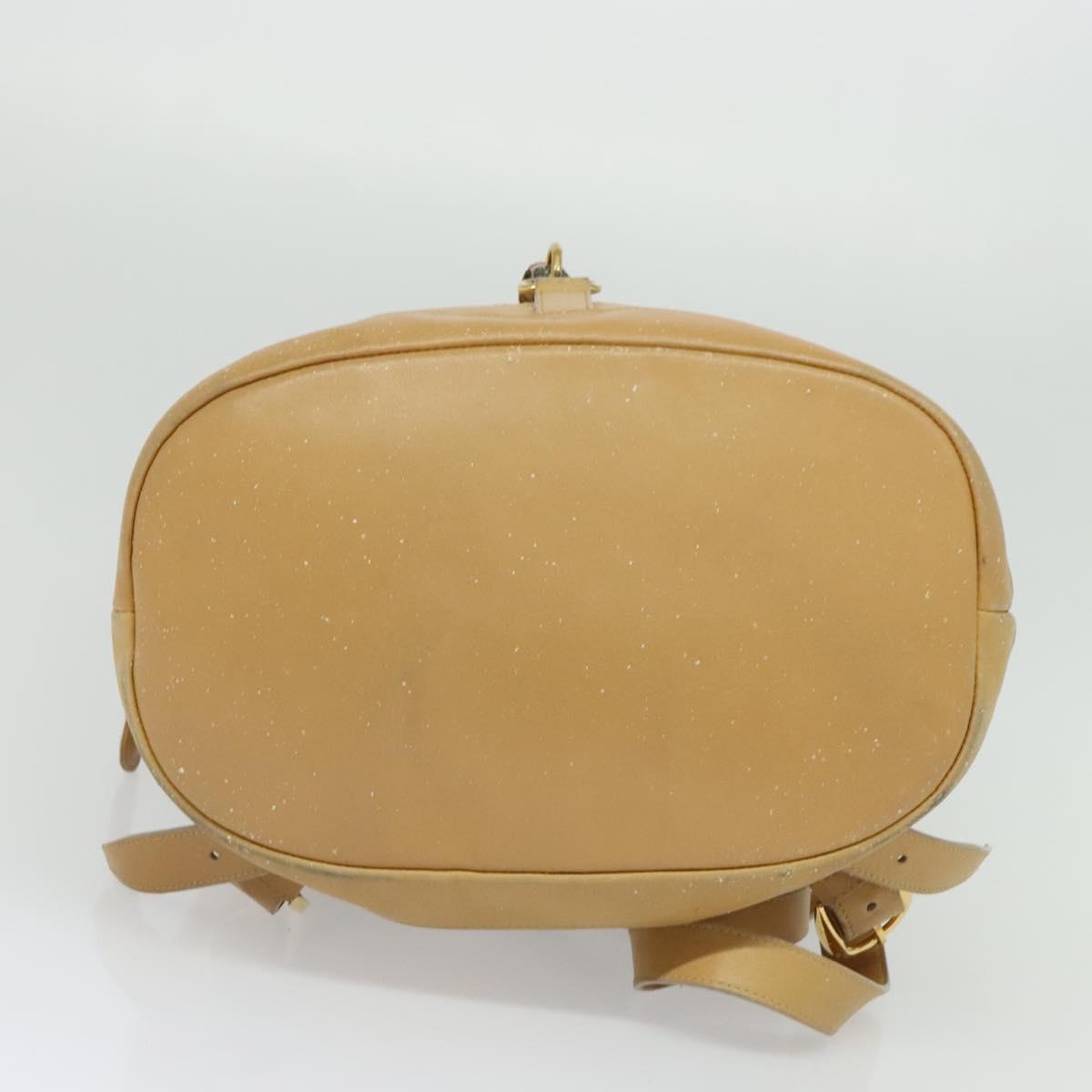 GUCCI Bamboo Backpack Leather Beige Gold 003 2855 0043 0 Auth bs26085
