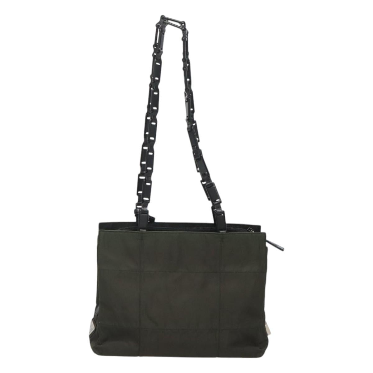 PRADA Tote Bag Nylon Green Silver Auth bs26087