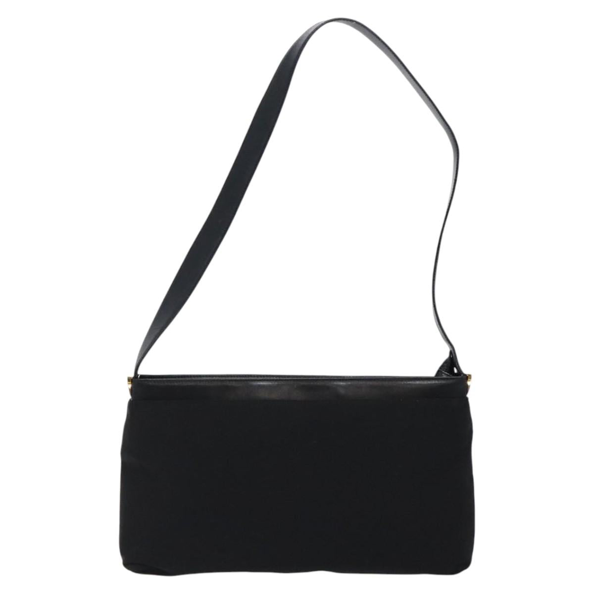 Salvatore Ferragamo Shoulder Bag Canvas Black Gold Auth bs26089