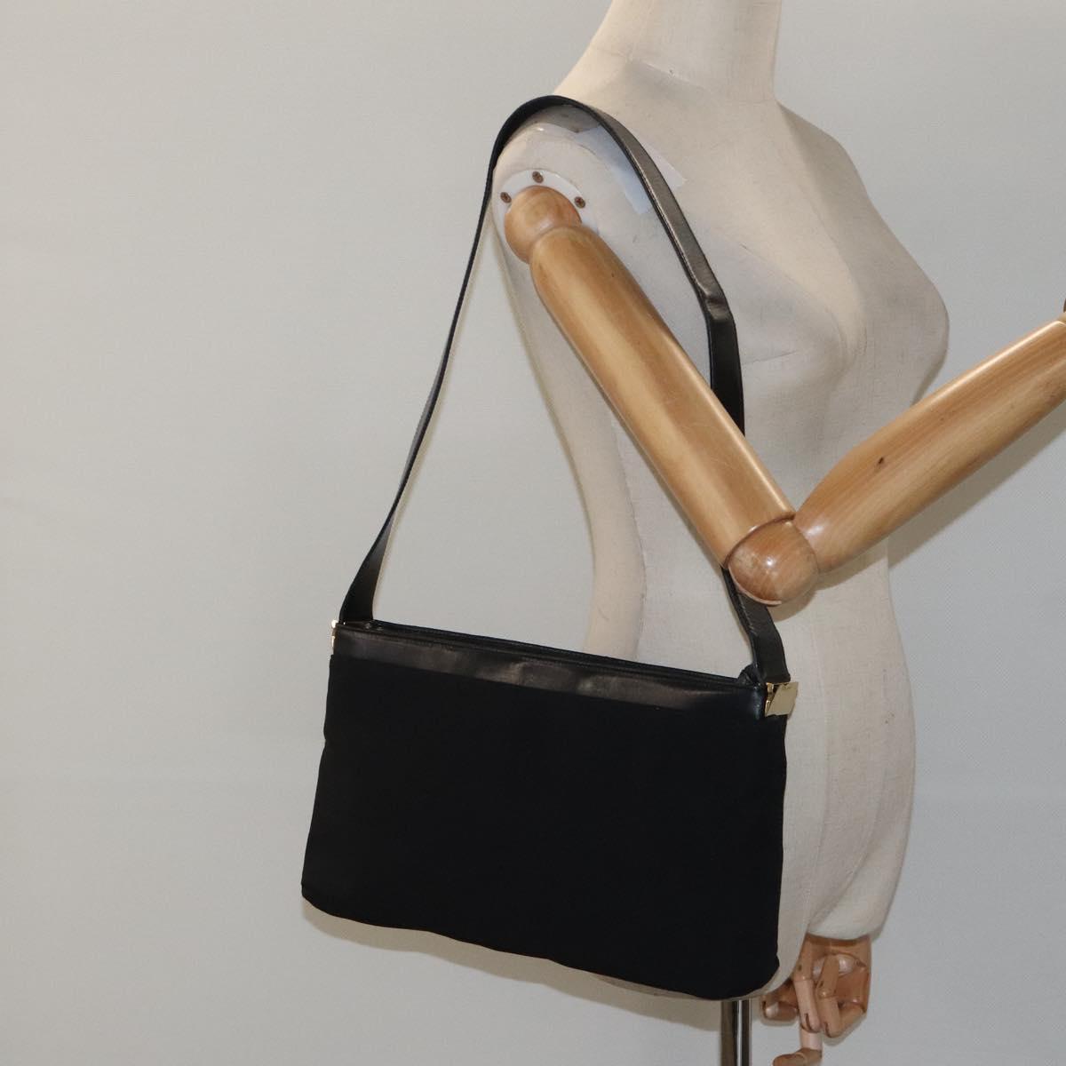 Salvatore Ferragamo Shoulder Bag Canvas Black Gold Auth bs26089