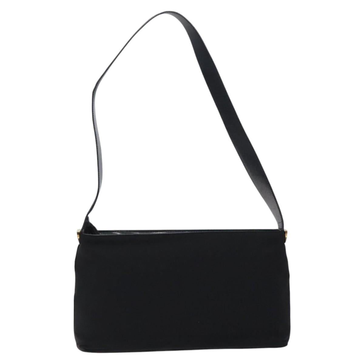 Salvatore Ferragamo Shoulder Bag Canvas Black Gold Auth bs26089