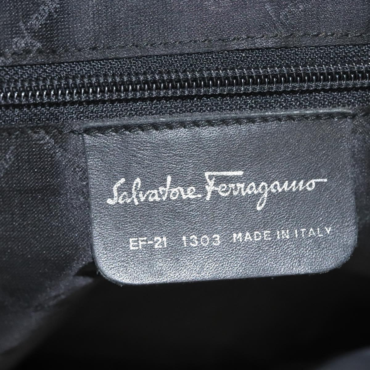 Salvatore Ferragamo Shoulder Bag Canvas Navy Silver Auth bs26091