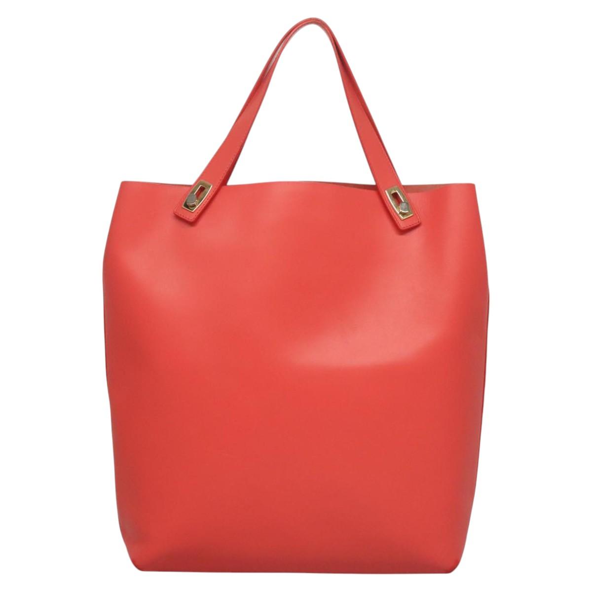 BOTTEGA VENETA Tote Bag Leather Orange Gold Silver Auth bs26109