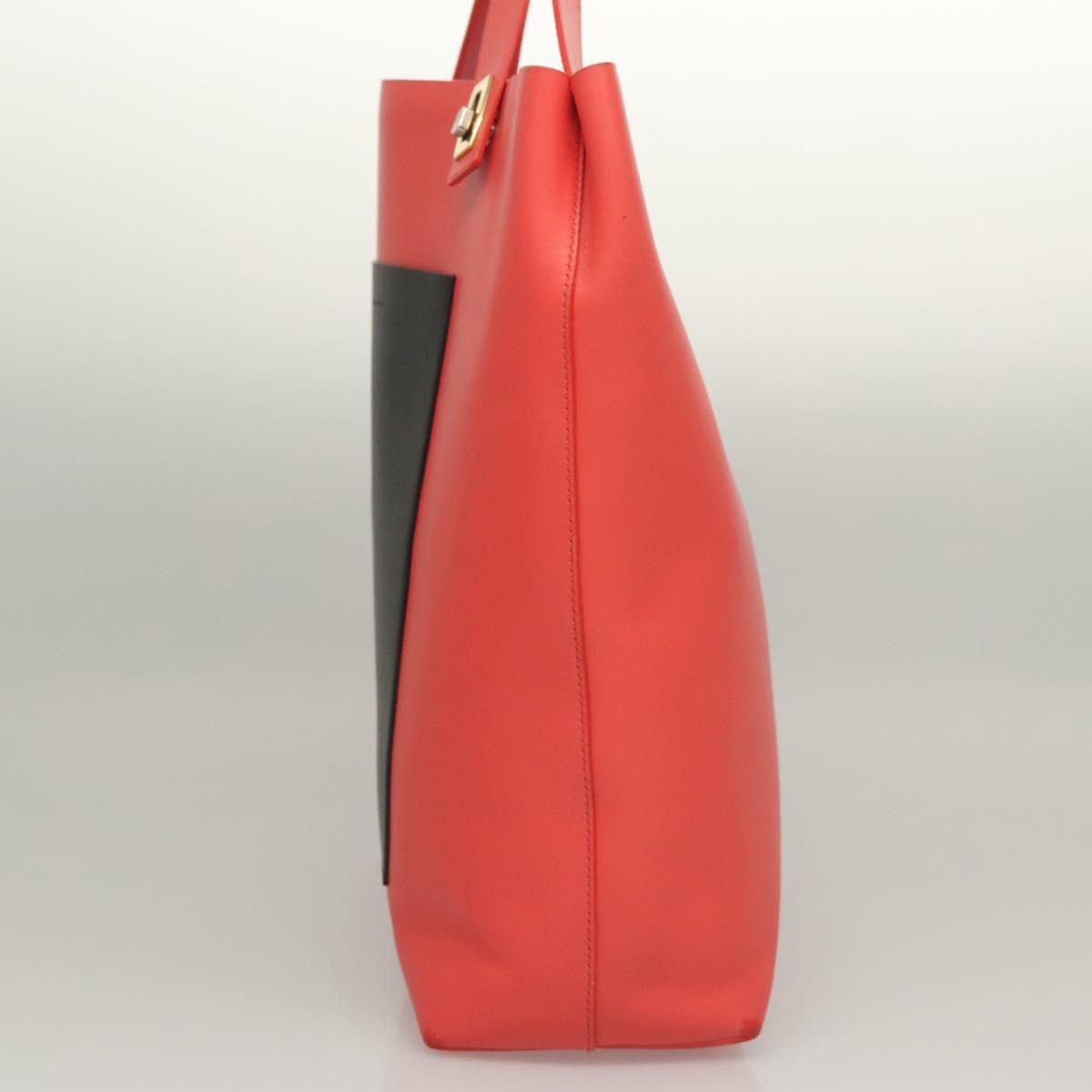 BOTTEGA VENETA Tote Bag Leather Orange Gold Silver Auth bs26109