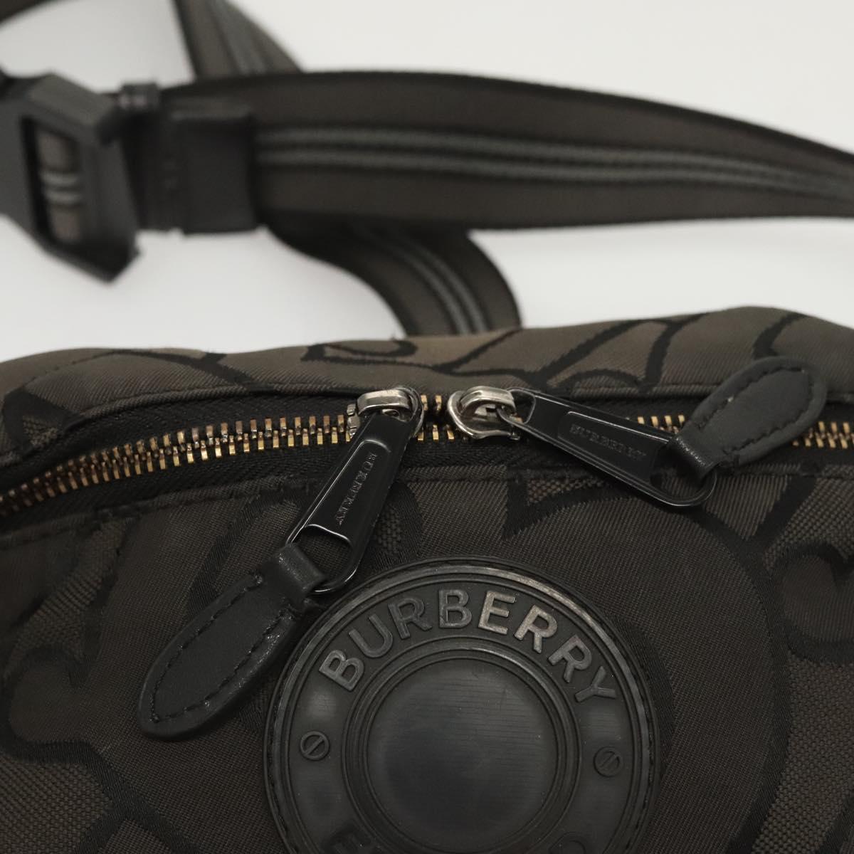 BURBERRY Waist Bag Canvas Gray Silver Auth bs26111