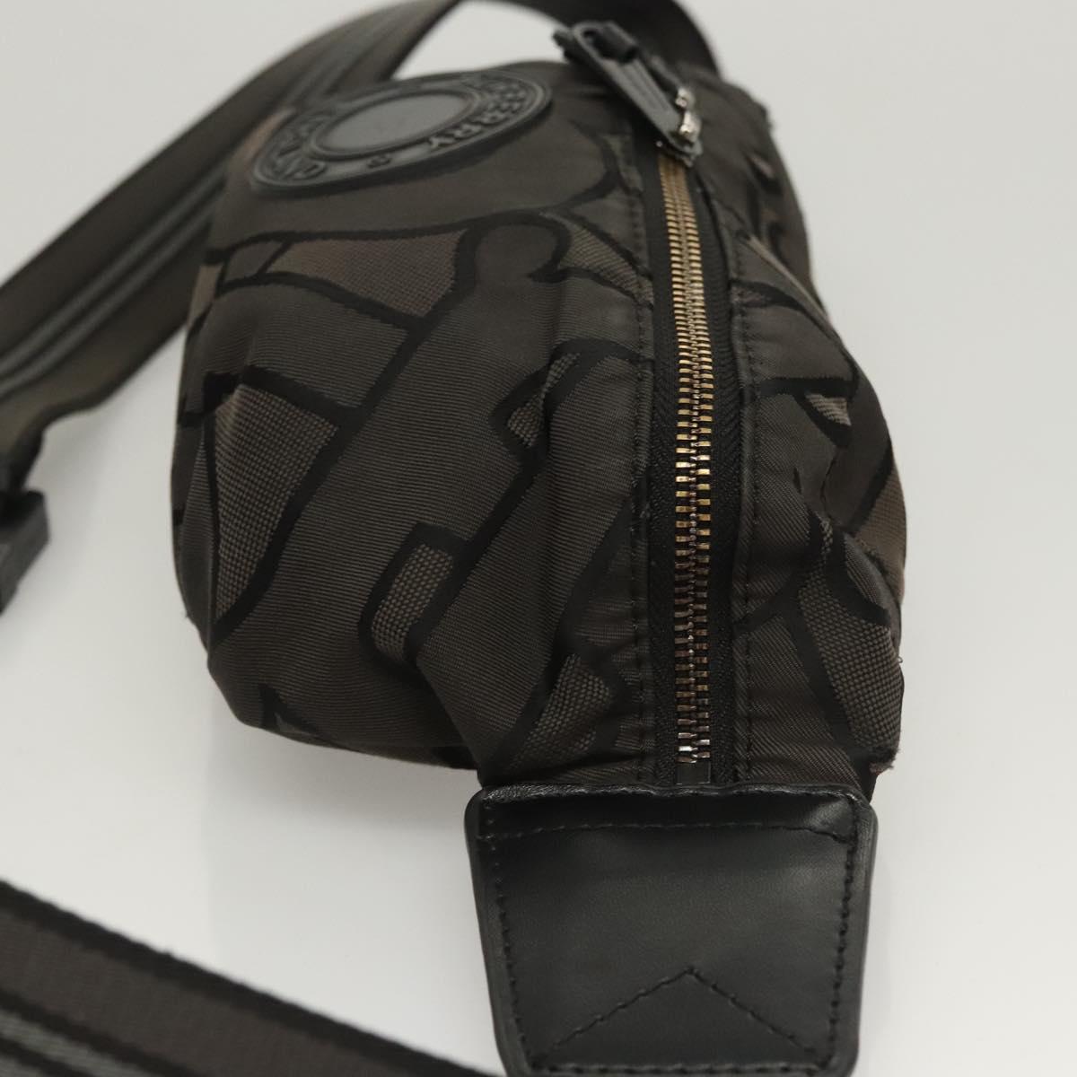BURBERRY Waist Bag Canvas Gray Silver Auth bs26111