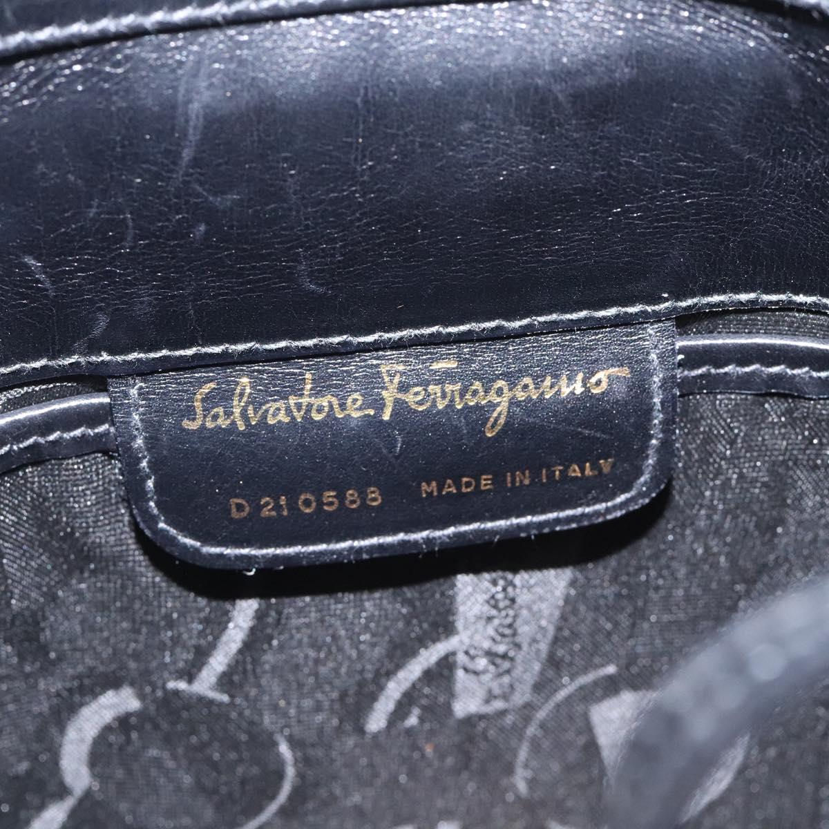 Salvatore Ferragamo Vala Shoulder Bag Leather Black Gold Auth bs26159