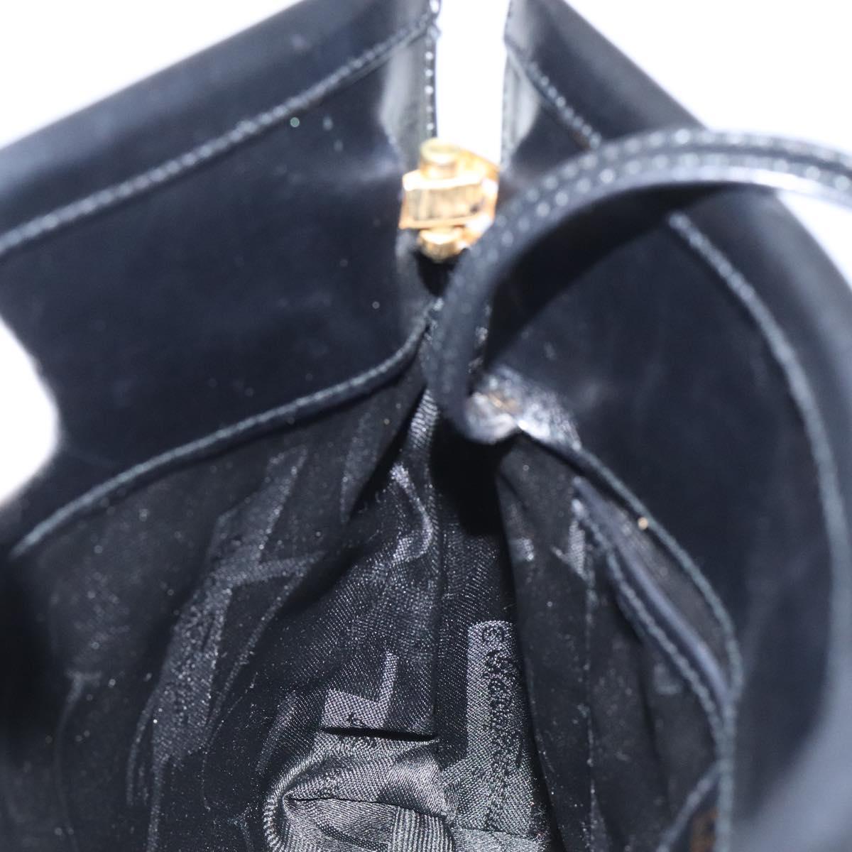 Salvatore Ferragamo Vala Shoulder Bag Leather Black Gold Auth bs26159