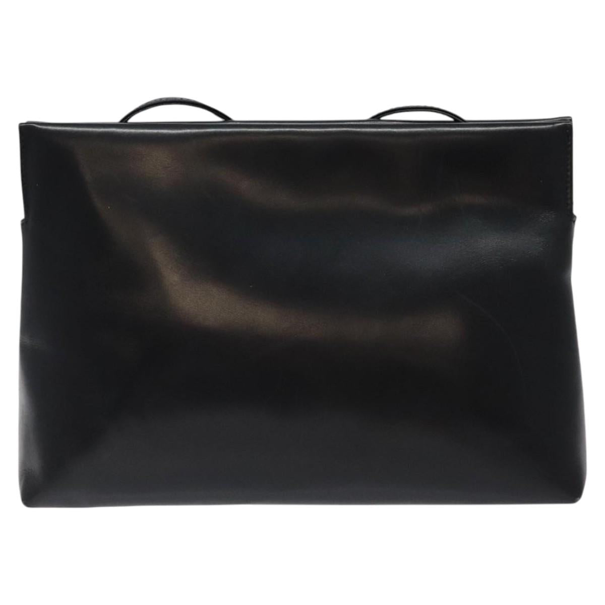 Salvatore Ferragamo Vala Shoulder Bag Leather Black Gold Auth bs26159