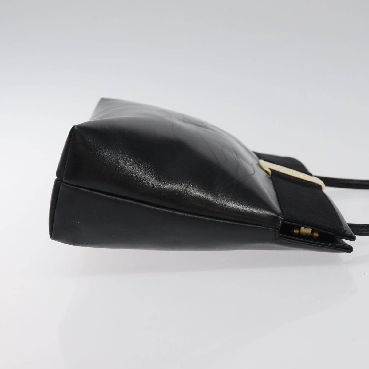 Salvatore Ferragamo Vala Shoulder Bag Leather Black Gold Auth bs26159