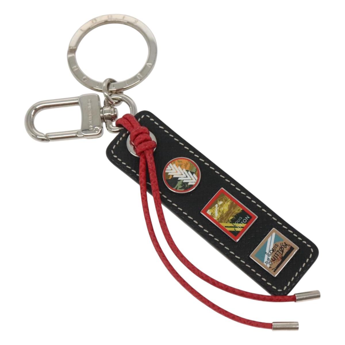 LOUIS VUITTON Taiga Porte Cles Tab LV Alps Charm Black M63771 LV Auth bs26195